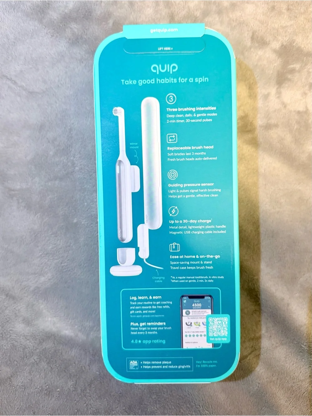 quip Rev Rechargeable Electric Toothbrush - Silver Cloud